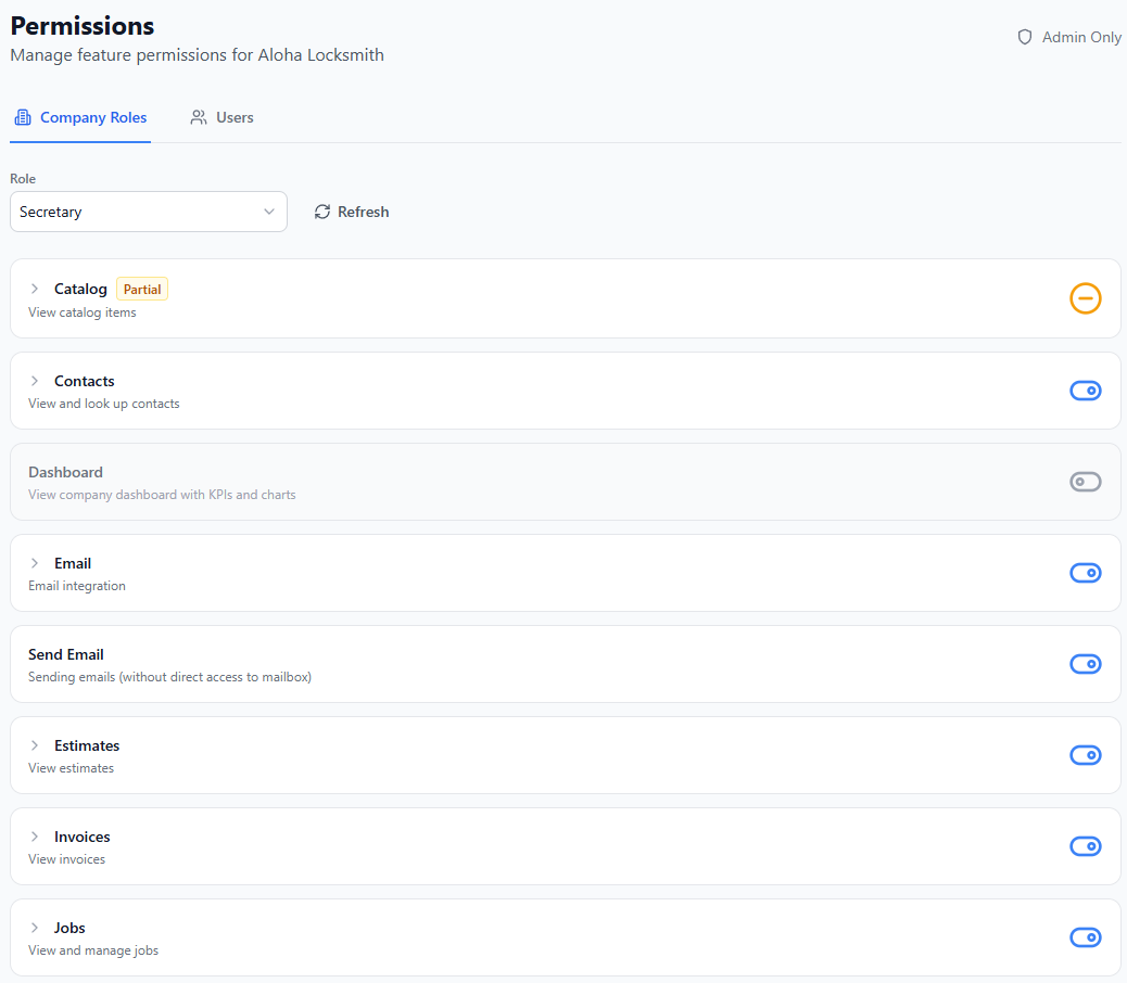 Service Strike mobile app permissions management